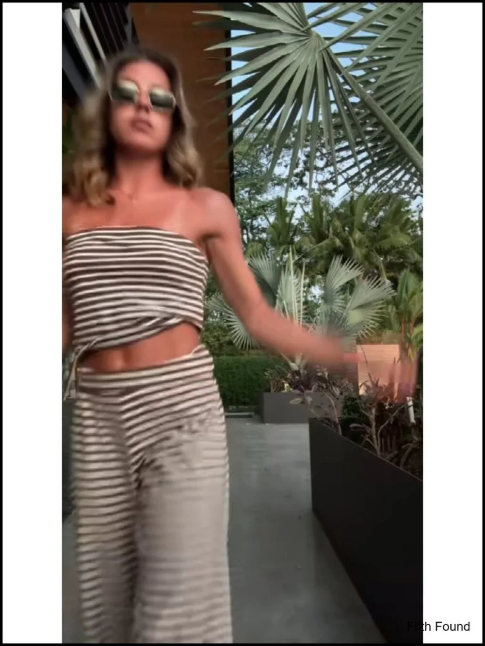 Two Piece Lounge Set Striped Tube Top and Wide Leg Pants Summer Outfit